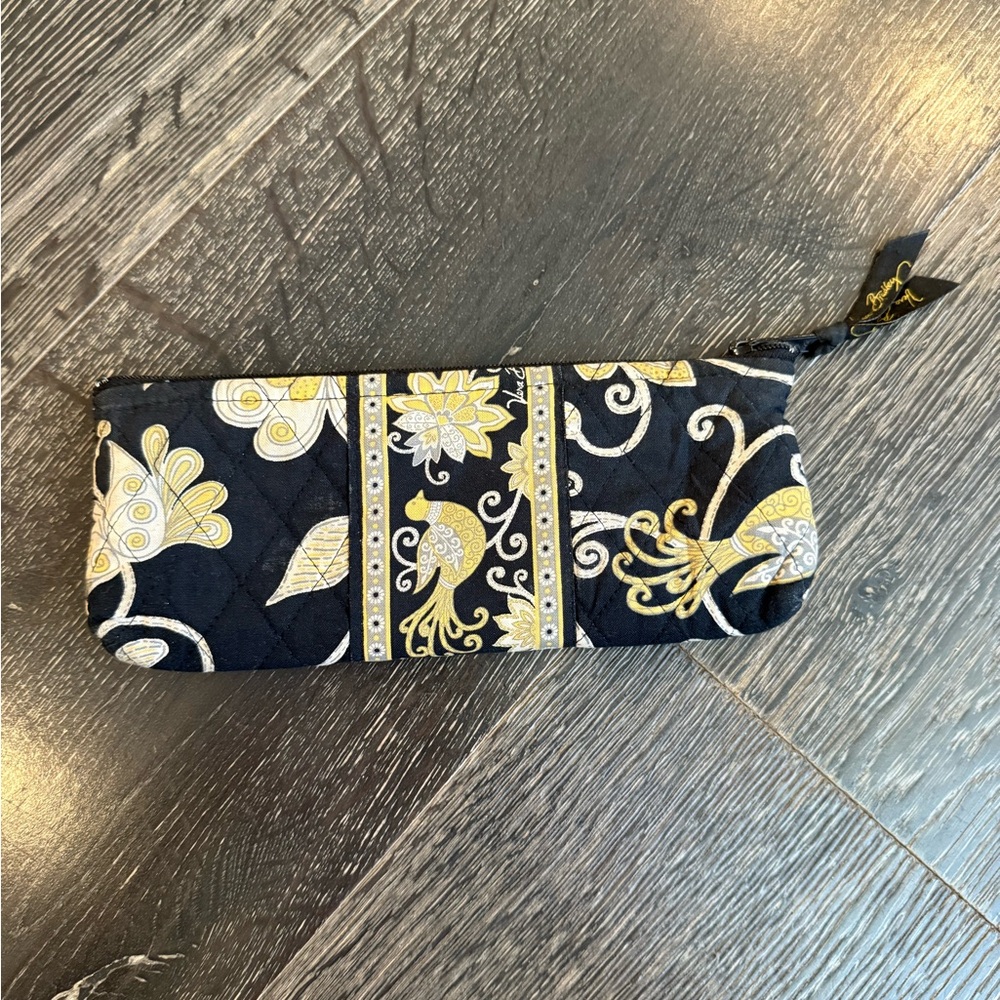 Vintage Vera Bradley Black Eyeglass Case with Yellow Logo Ribbon